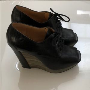 Black Kenneth Cole Platform Lace Up Wedges